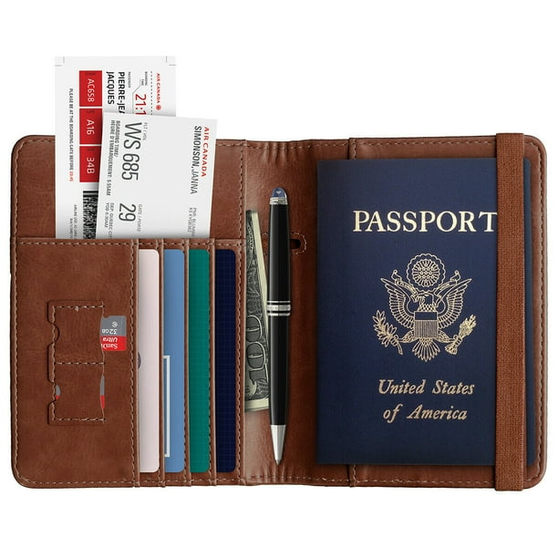 Leather Passport Holder Travel Wallet RFID Blocking ID Card Case Cover Purse New Leather Passport Holder Travel Wallet RFID Blocking ID Card Case Cover Purse New